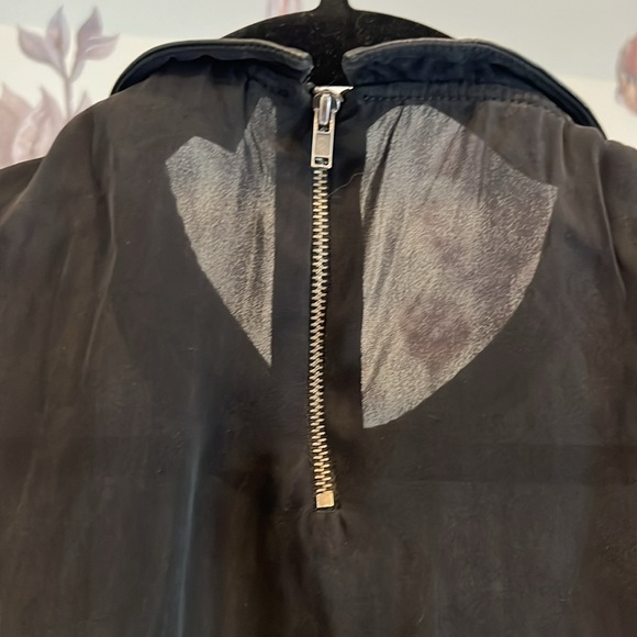 A.L.C Silk Tank With Zipper Back and Leather Collar - Picture 5 of 5